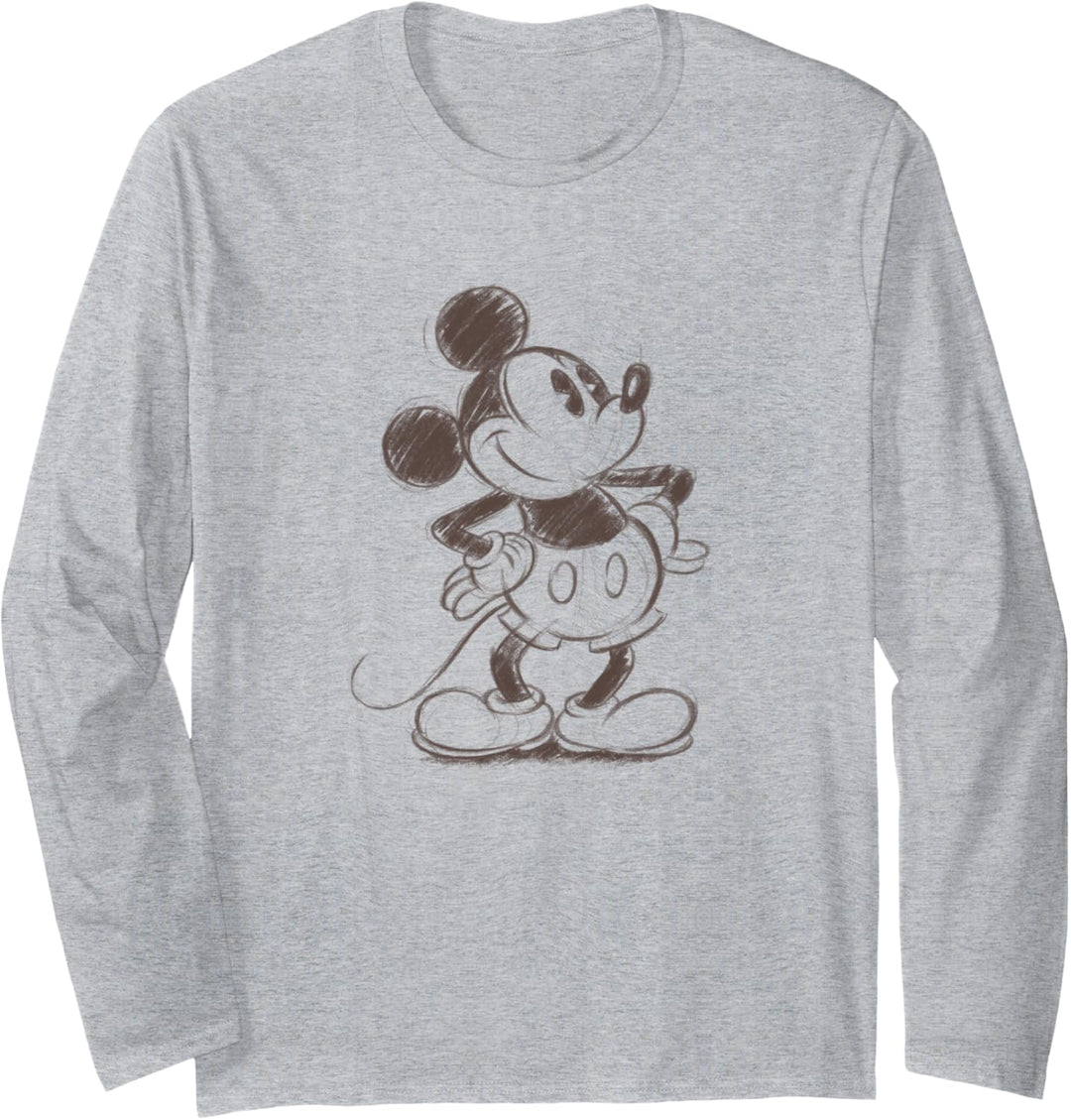 Disney Mickey Mouse Classic Retro Sketched Profile Langarmshirt