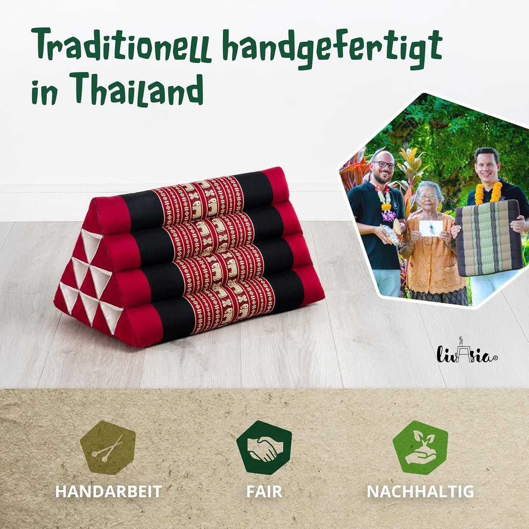 livasia Rückenstützkissen mit Muster, Dreieckskissen für den Garten, Keilkissen mit Kapok, vegan und