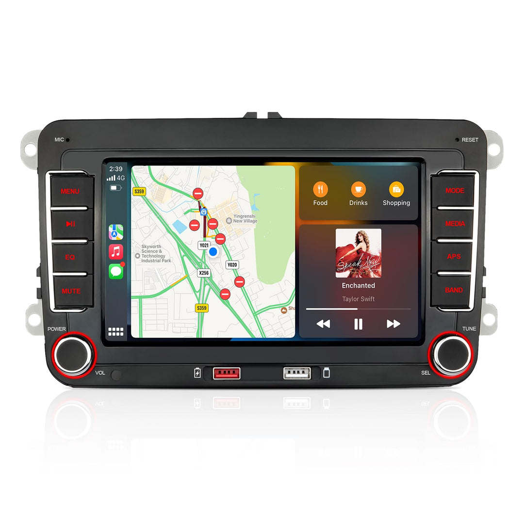 Autoradio mit Navi Bildschirm für VW Golf 5/6 Seat Passat Sharan Tiguan,7 Zoll Golf Radio mit Apple