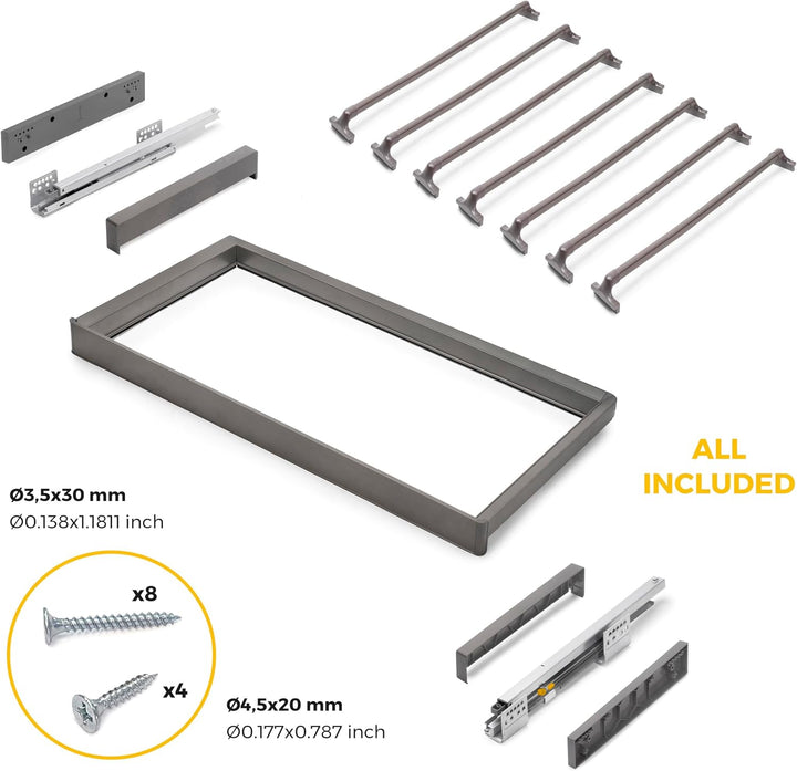 Emuca - Satz aus 7-Stangen-Hosenhalter und ahmen für Schrank Quartz, mit Soft-Close- und Vollauszugs
