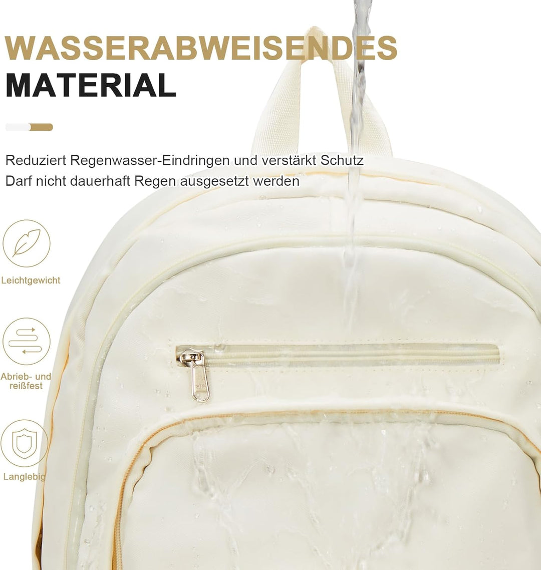 Rucksack Damen Herren, Leichter Schulrucksack Teenager Mädchen Jungen Beige, Beige