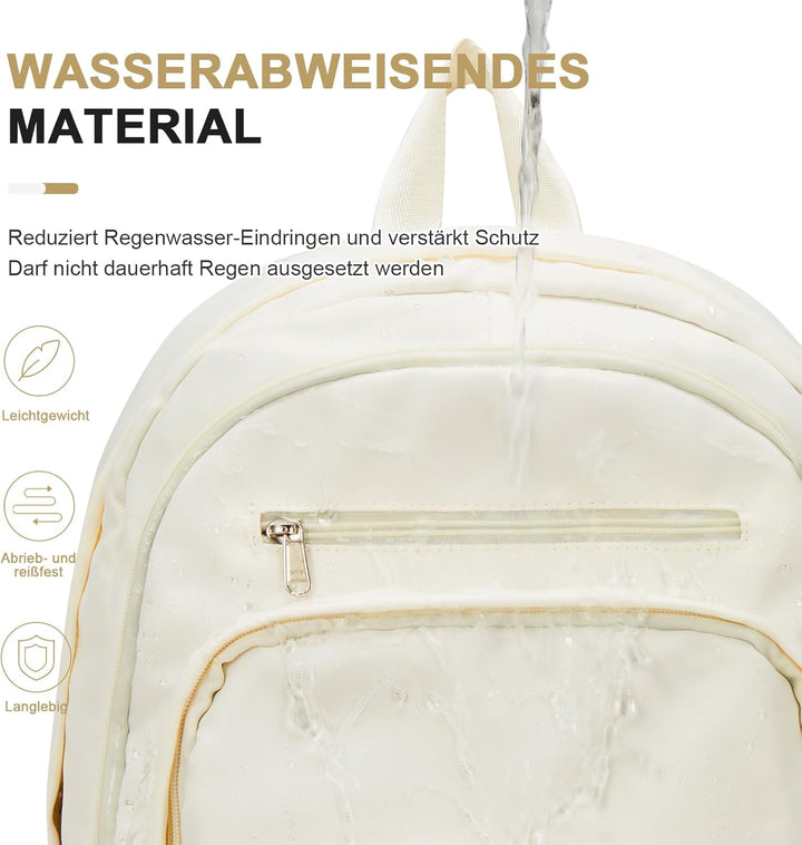 Rucksack Damen Herren, Leichter Schulrucksack Teenager Mädchen Jungen Beige, Beige