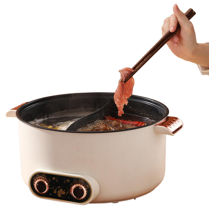 Elektrische Hot Pot, 5 L Elektrischer Kochtopf mit Schnellheizung&Doppeltes Drehknopf, 1350W Elektri