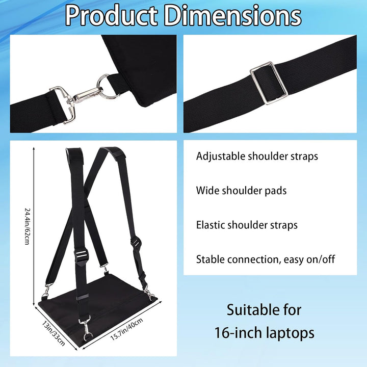 Tragbarer Laptop Tragegurt, Verstellbarer Laptopständer mit Ergonomischen Gurten für 40,6 cm Laptops