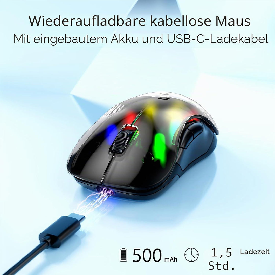 memzuoix LED Kabellose Maus – Wiederaufladbare 2.4G Optische Maus mit Magnetischer Abdeckung, Sanfte