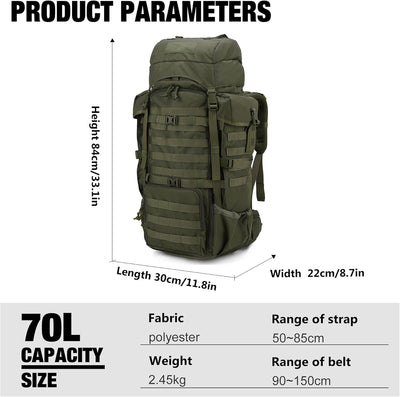 Mardingtop 70L Militär Rucksack Trekkingrucksack mit Regenschutz Wanderrucksack im Freien Grosse Kap