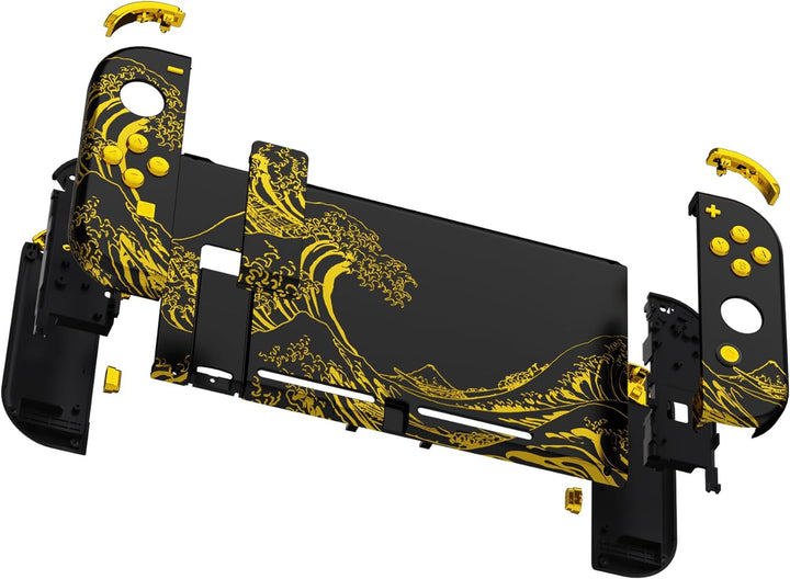eXtremeRate Hülle Case für Nintendo Switch Joycon/Konsole, Rückgehäuse&Kickstand für Switch Console,