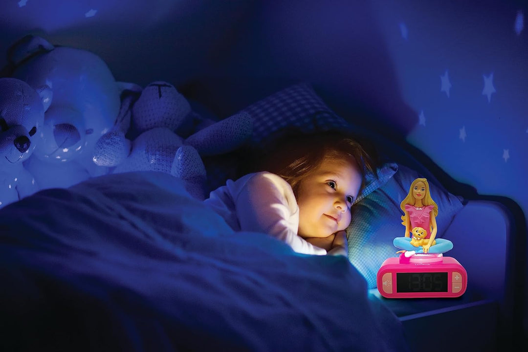 Lexibook RL800BB, Mattel, Barbie Nachtlicht Wecker, Klänge und Melodien, LCD-Bildschirm mit Hintergr