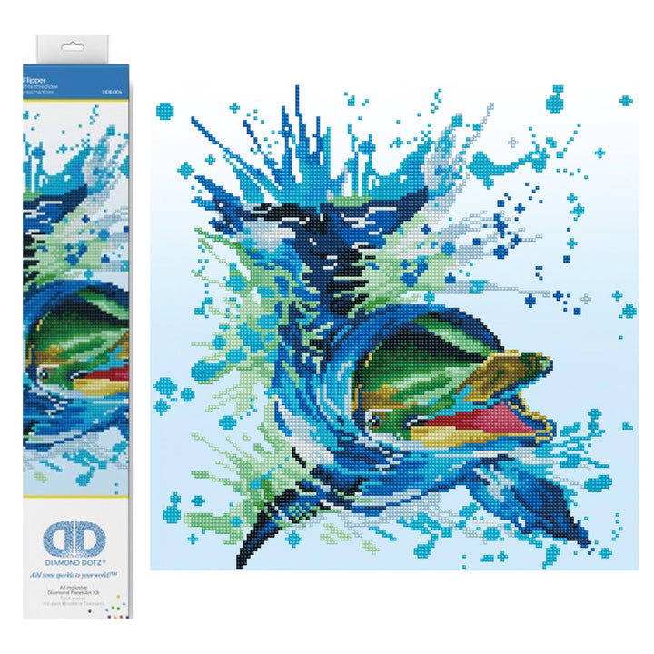DIAMOND DOTZ DD8.004 - Original 5D Diamond Painting Set Delfin Flipper, Kreativset mit 9.638 Diamant