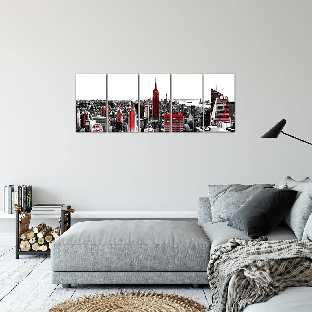 Runa Art Bild New York city Wandbilder auf Vlies Leinwand 5 Teilig Wanddekoration Wohnzimmer Büro 00
