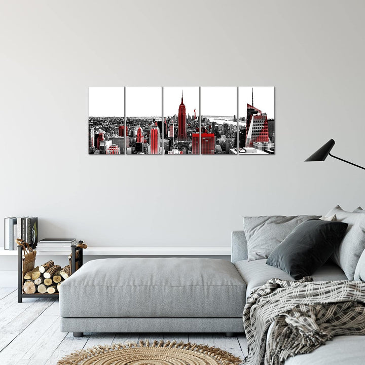 Runa Art Bild New York city Wandbilder auf Vlies Leinwand 5 Teilig Wanddekoration Wohnzimmer Büro 00
