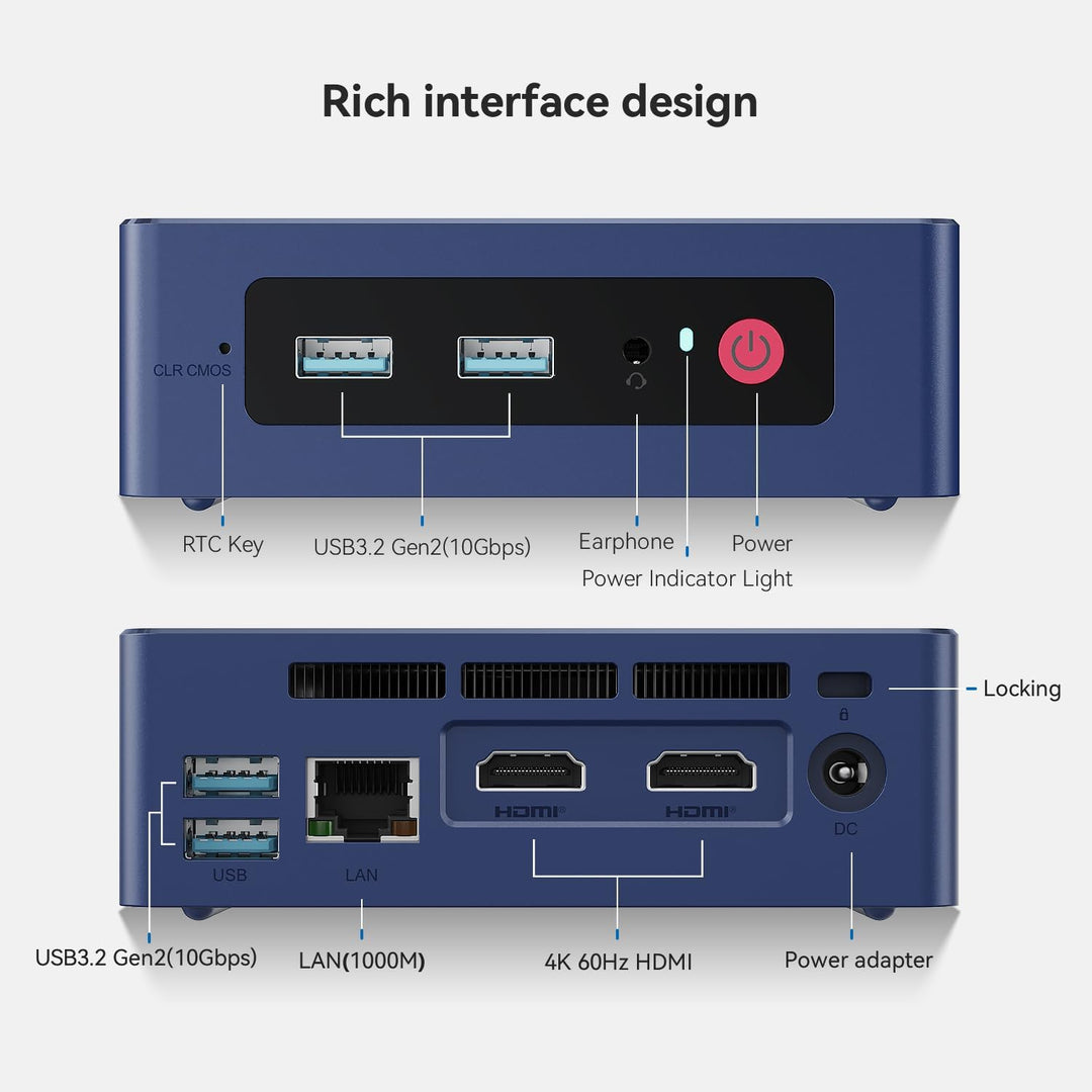 Beelink Mini PC, Mini S12 mit 12th Intel Alder Lake-N95 (4C/4T, bis 3.4GHz), 8GB DDR4 256GB PCIe SSD