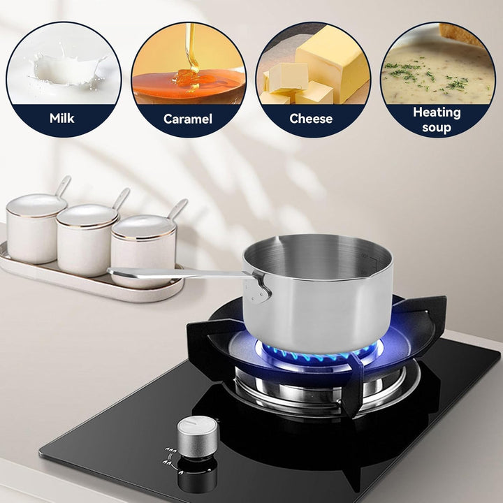 Edelstahl Mini Sauce Pfanne, 350/500ML kleiner Topf Sauce Cup Sauce Topf mit langem Griff Butter War
