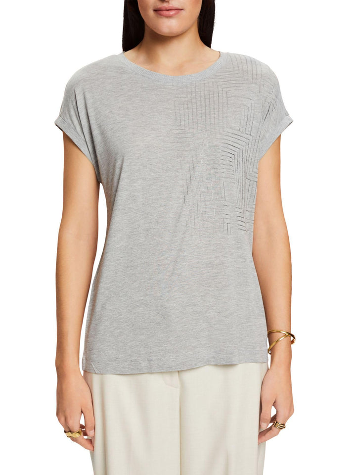 ESPRIT Jersey-T-Shirt mit Print, LENZING™ ECOVERO™ XXS 044/Light Grey 5, XXS 044/Light Grey 5