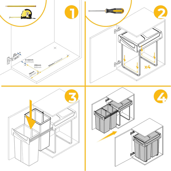 Emuca - RecyclingRecyclingbehälterRecycle zur Bodenmontage und manuellen Entnahme in Küchenzeilen, 2