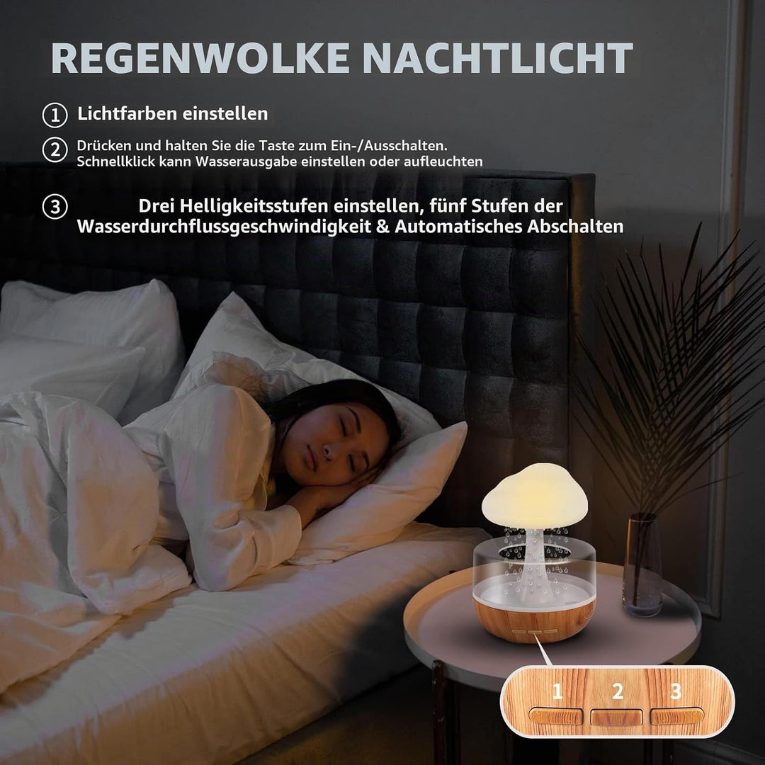 Weljoy Zen Regenwolken-Nachtlicht, Aromatherapie, ätherisches Öl, Diffusor, Mikro-Luftbefeuchter, Sc