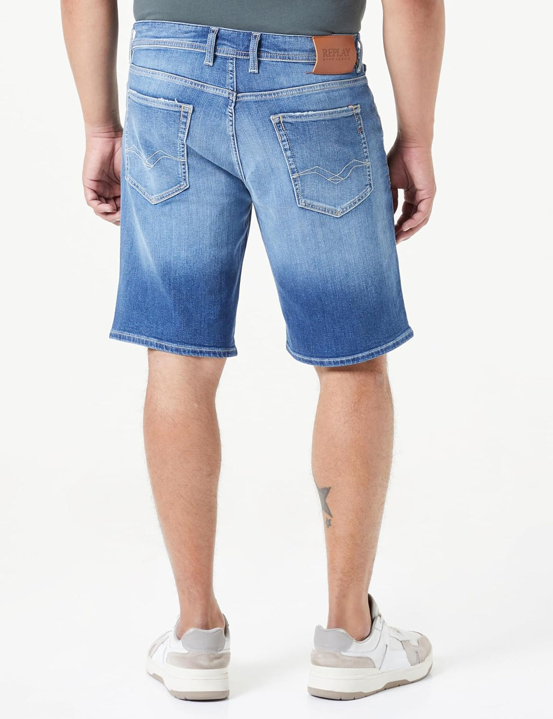 Replay Herren Jeans Shorts Grover Short Straight-Fit mit Super Stretch, Blau (Medium Blue 009), 30W