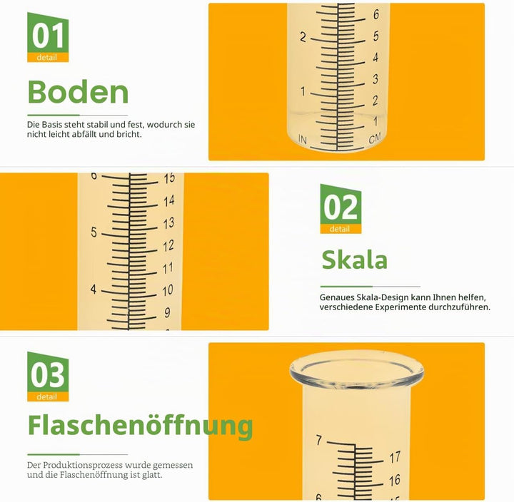 DOITOOL 2 Stück Regenmesser Ersatzglas - 21x5,6cm Frostsicher Borosilikat Glas Messzylinder - Klares