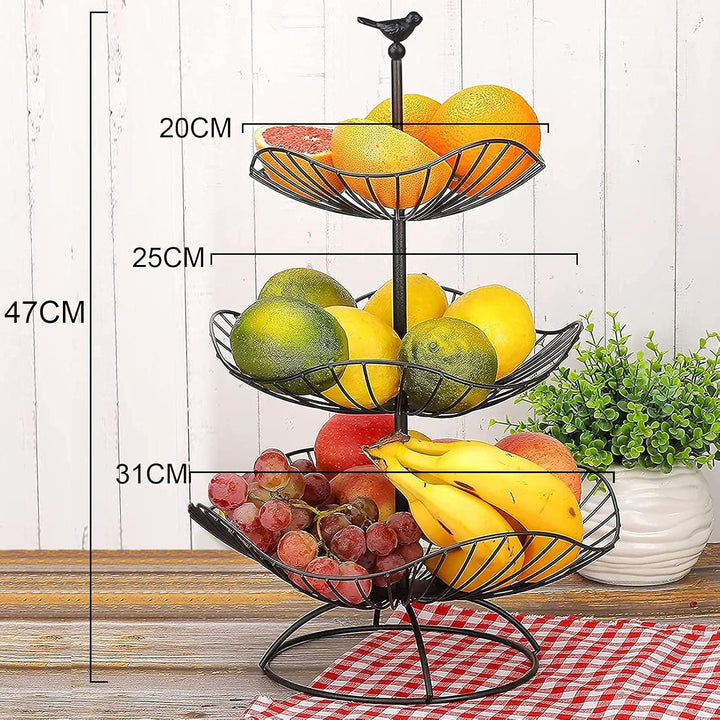 easyBee 3 Stöckig Metall Obstkorb, Gemüse Etagere, Servierkorb Obstschale für Mehr Platz auf der Arb