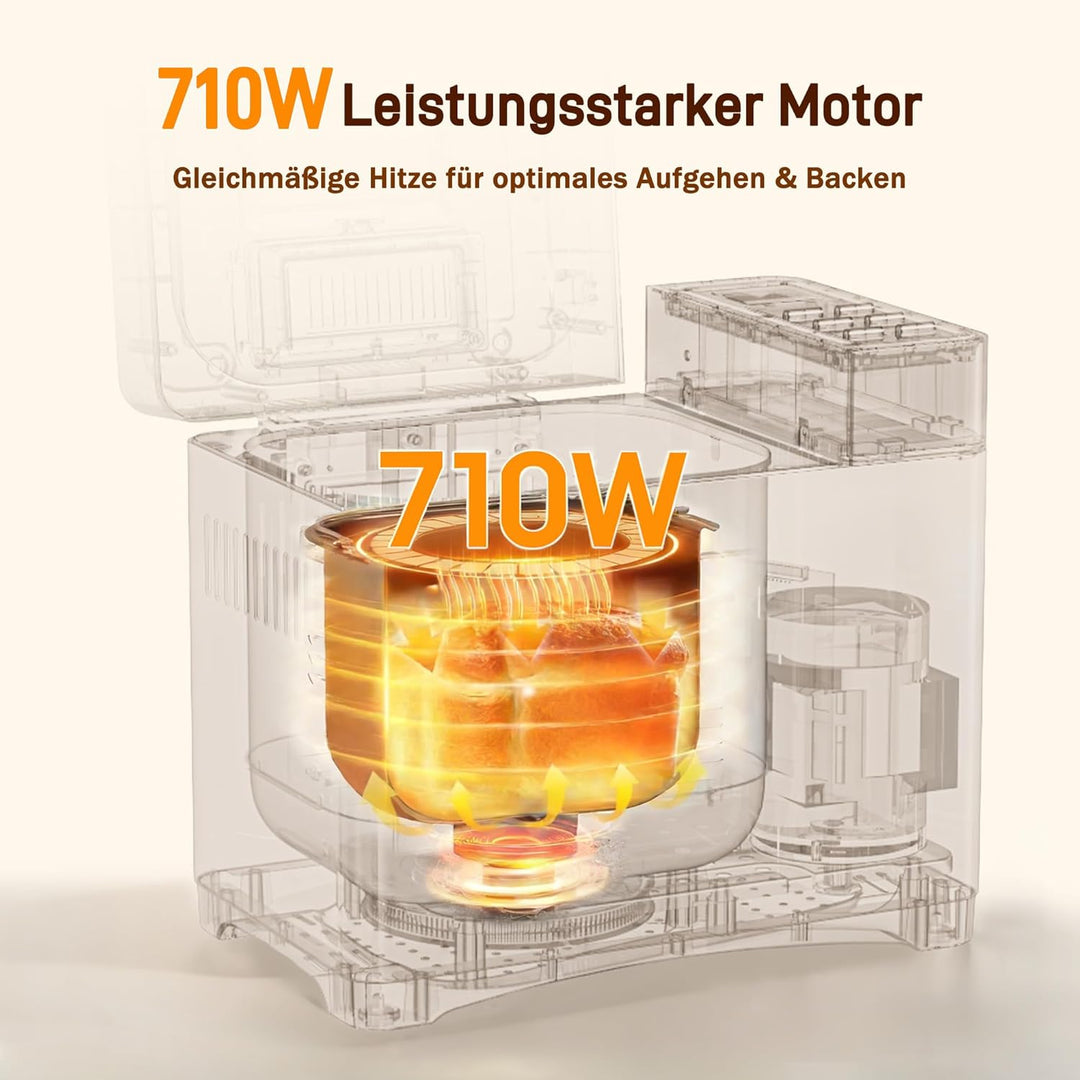 JUMMICO 19-in-1 Brotbackautomat mit automatischer Beigabe & Edelstahl-Gehäuse | 1kg Kapazität (3 Grö