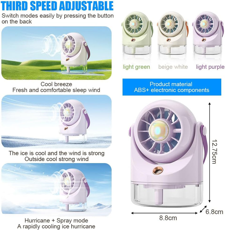 Tischventilator Sehr Leise, Mini Ventilator Usb, Mini Klimaanlage Mobil mit Akku, Klein Ventilatoren