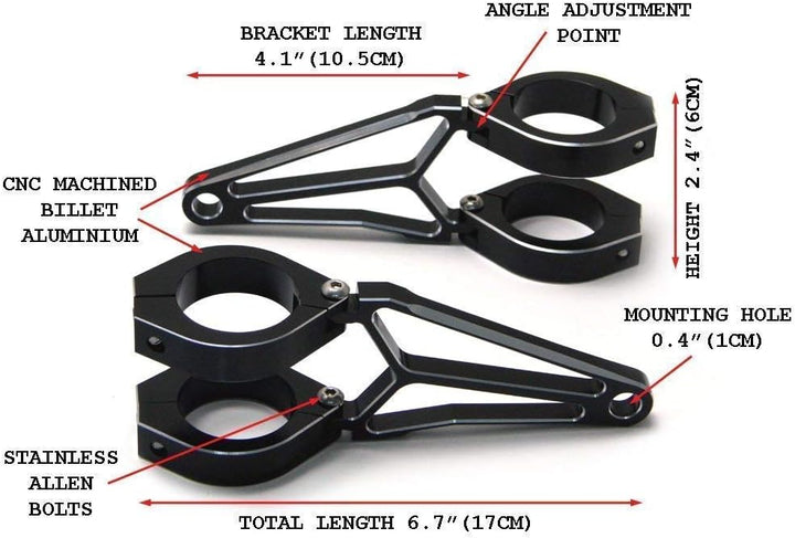 Gabel Montiert Motorrad Scheinwerfer-Halter 42mm - 43mm Razor Stil Hochwertig CNC Bearbeitet Alumini