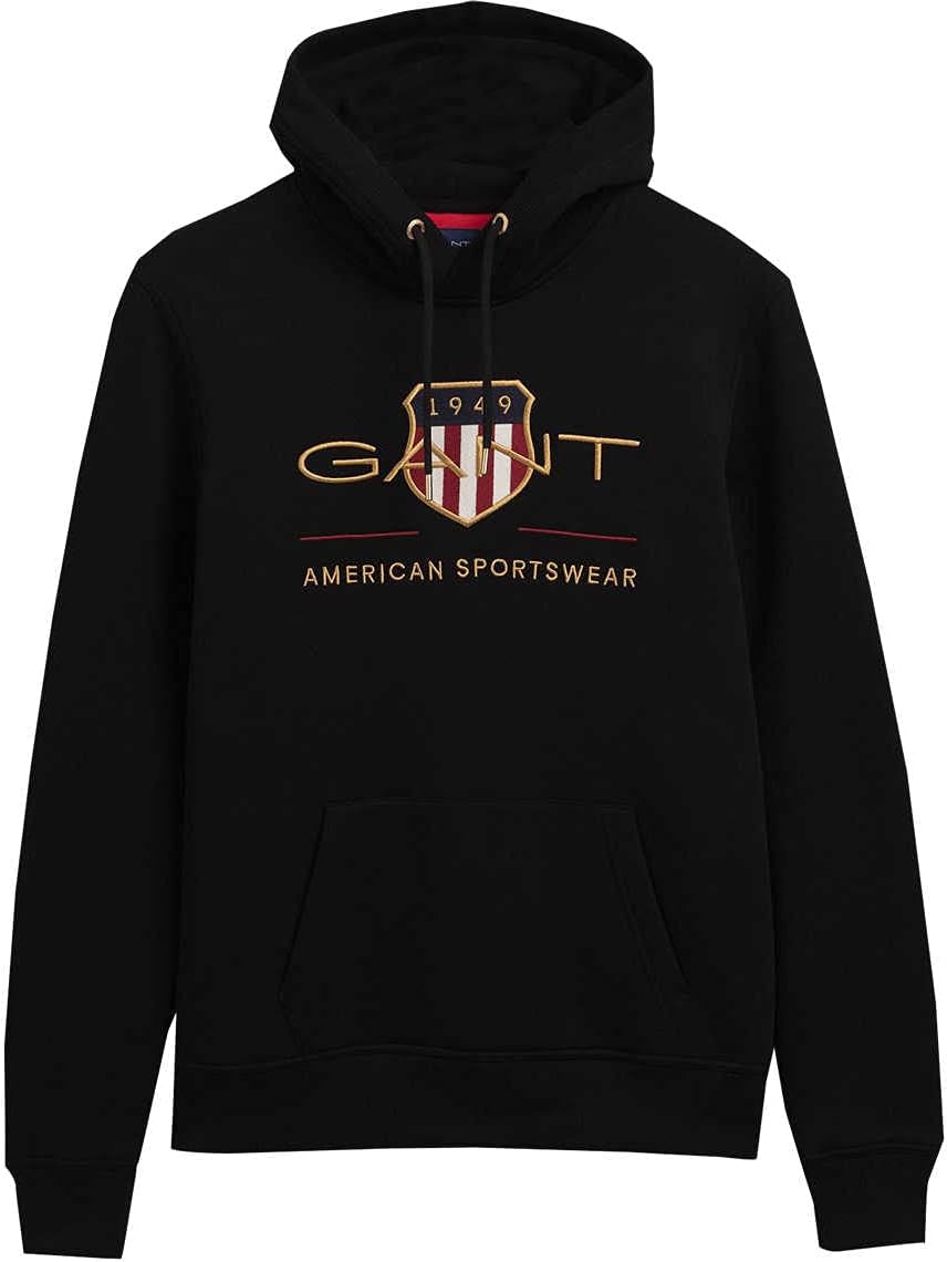 GANT Herren Archive Shield Hoodie Kapuzenpullover XXS Schwarz, XXS Schwarz