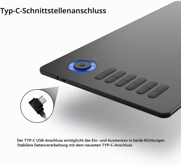 Grafiktablett für PC VEIKK A15 Pro, 10x6 Zoll Zeichentablett mit batterielosem Stift und 12 Express-