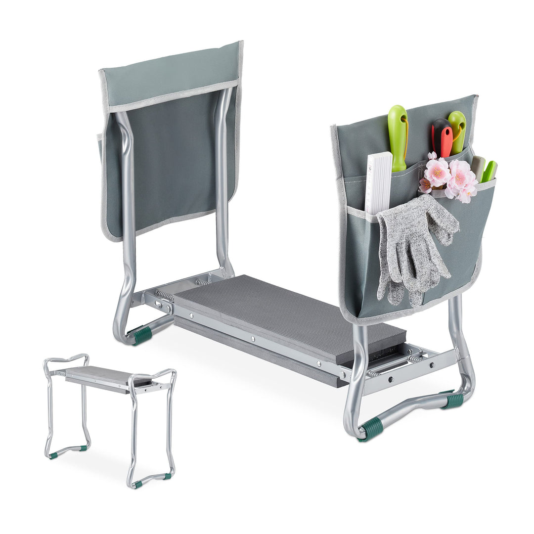 Relaxdays Kniebank für Gartenarbeit, gelenkschonend, klappbar, bis 150 kg, gepolsterte Kniehilfe, 2