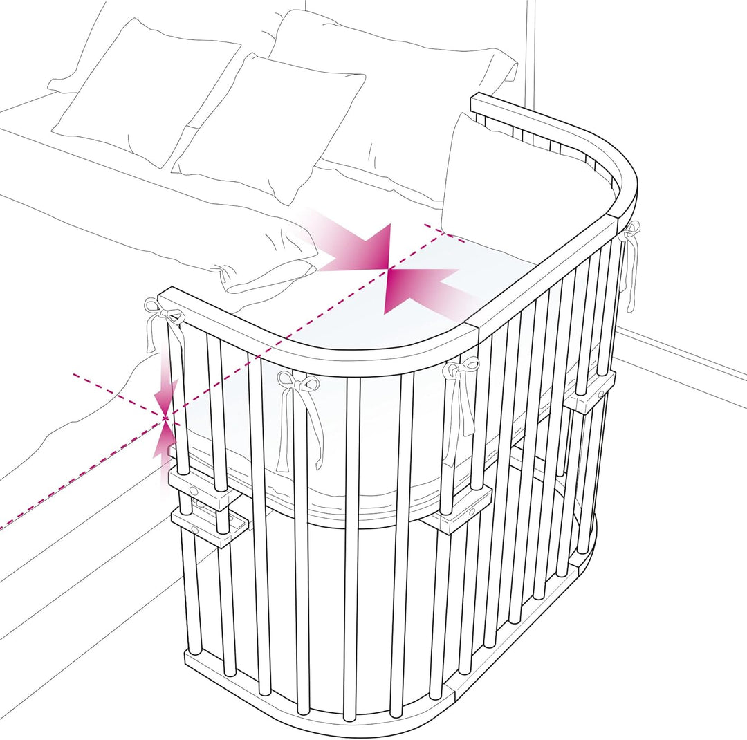 babybay Boxspring Beistellbett aus massivem Buchenholz / kompakt & verwandelbar / Kinderbett Höhe st