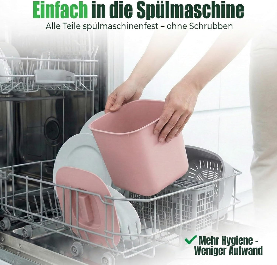 YourCasa Biomülleimer Küche 7L - Komposteimer mit herausnehmbarem Sieb & Deckel - geruchsdicht, spül