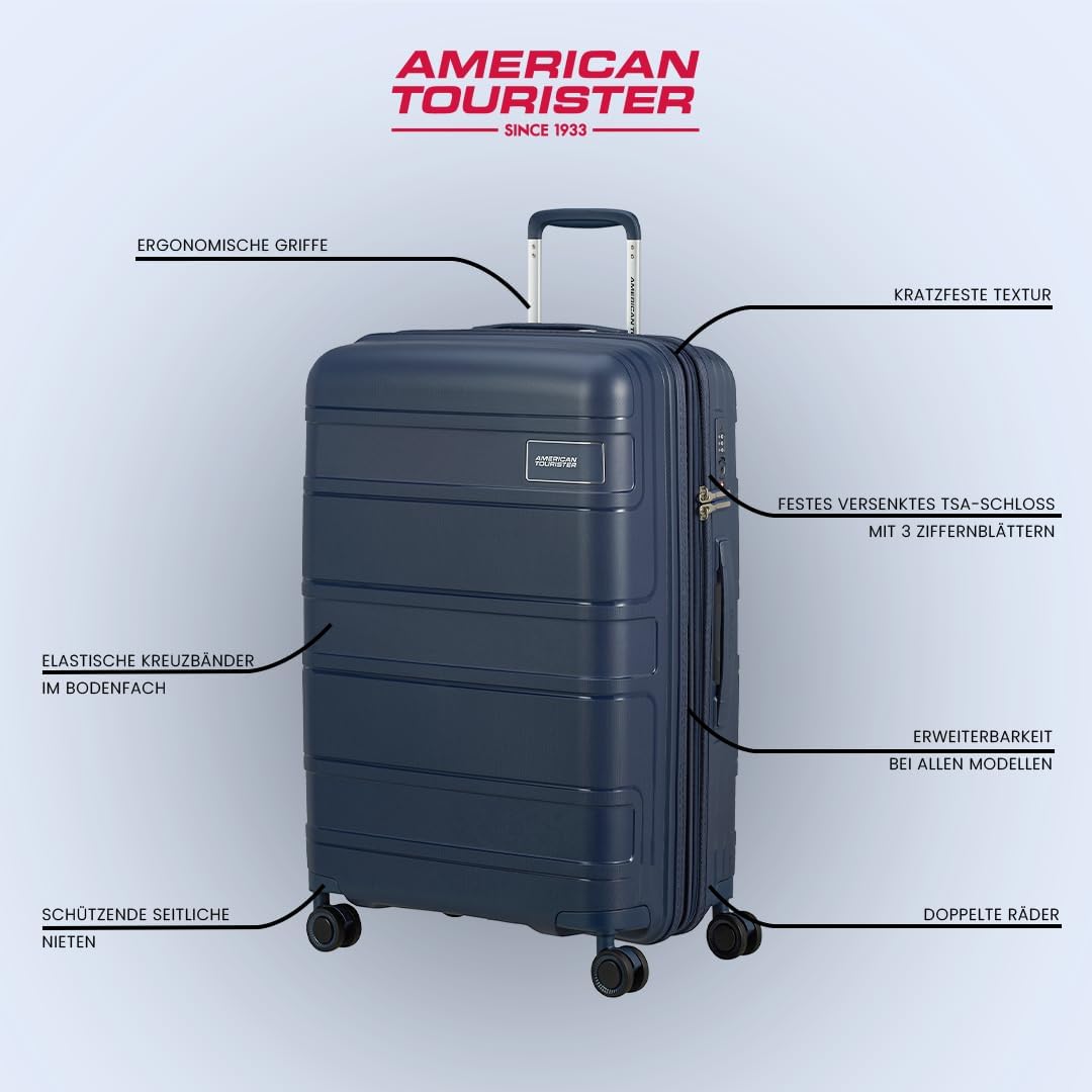 American Tourister Skymax - Kofferset 3-teilig, Blau (Midnight Blue) Blue (Midnight Blue), Blue (Mid
