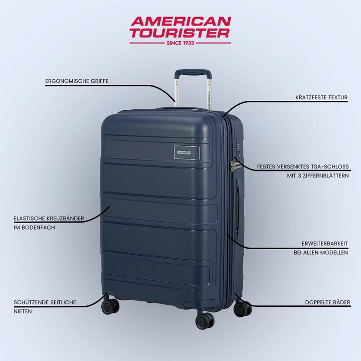 American Tourister Skymax - Kofferset 3-teilig, Blau (Midnight Blue) Blue (Midnight Blue), Blue (Mid