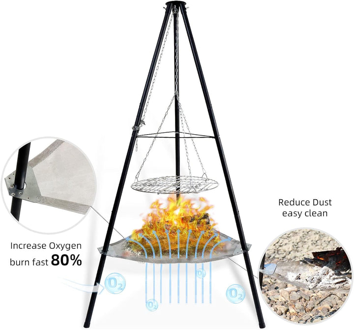 CCLIFE Schwenkgrill mit Grillrost drehbar rutschfester Grill multifunktionaler tragbarer Grill Schwe