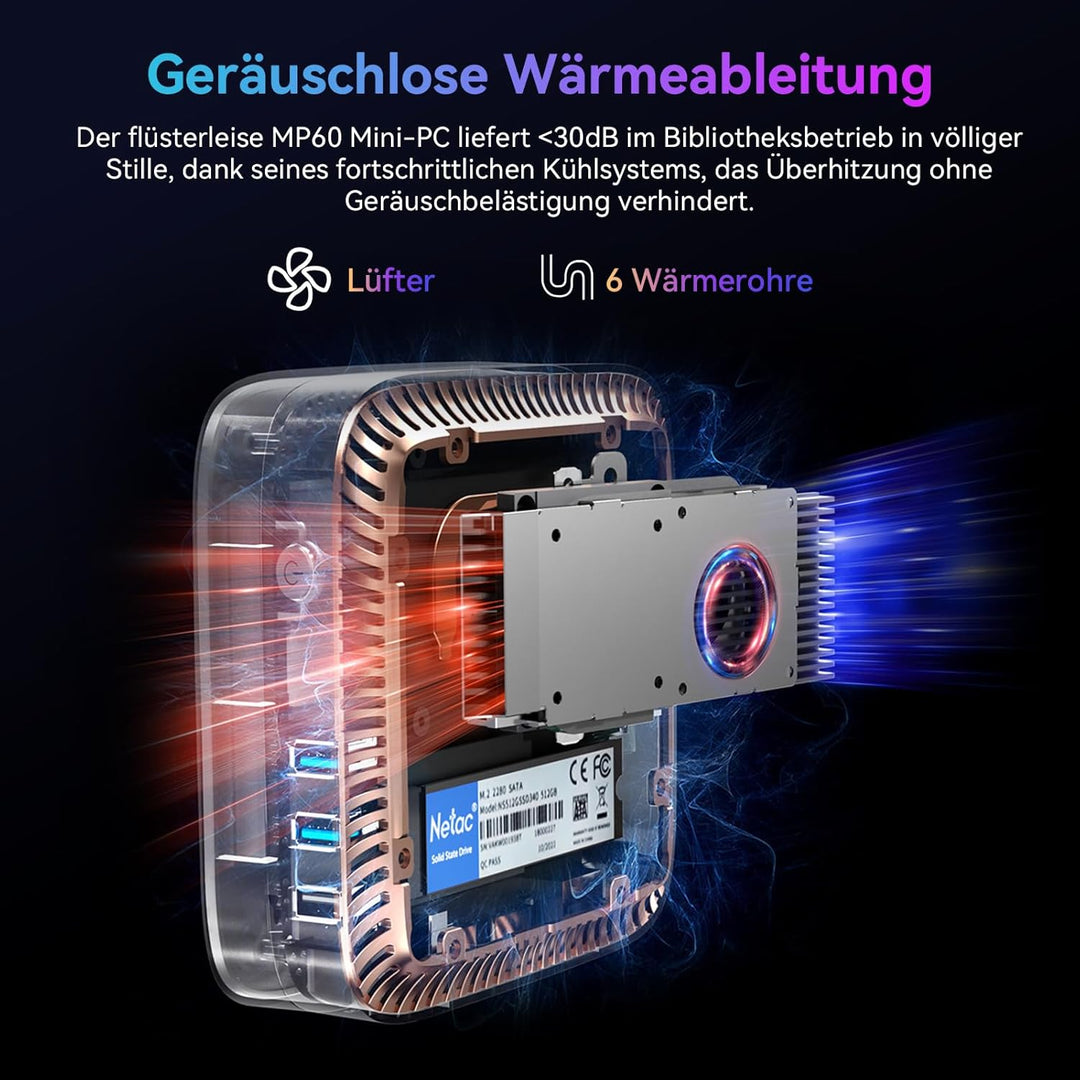Blackview MP60 Mini PC W-11 Pro,Intel Twin Lake N150 (Aufgerüstet N100, bis zu 3.60 GHz), 16GB RAM 1