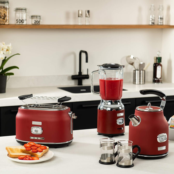Westinghouse Retro-Standmixer, 1,5 L, Smoothie-Maker & Eiscrusher, 4 Geschwindigkeiten, Glaskanne, 6
