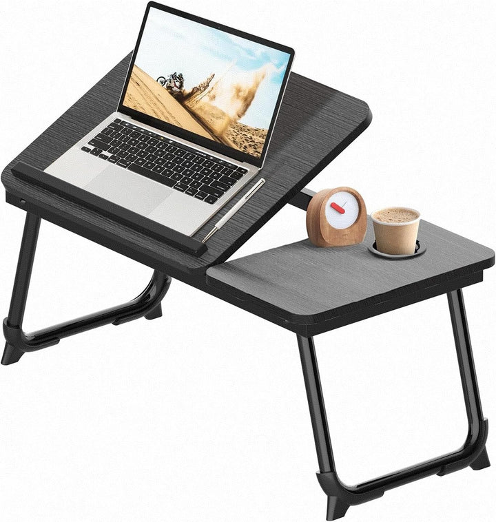 Betttisch Laptoptisch Höhenverstellbar 57 x 33 x 28 cm Betttablett mit Anti-Rutsch-Streifen und Cup
