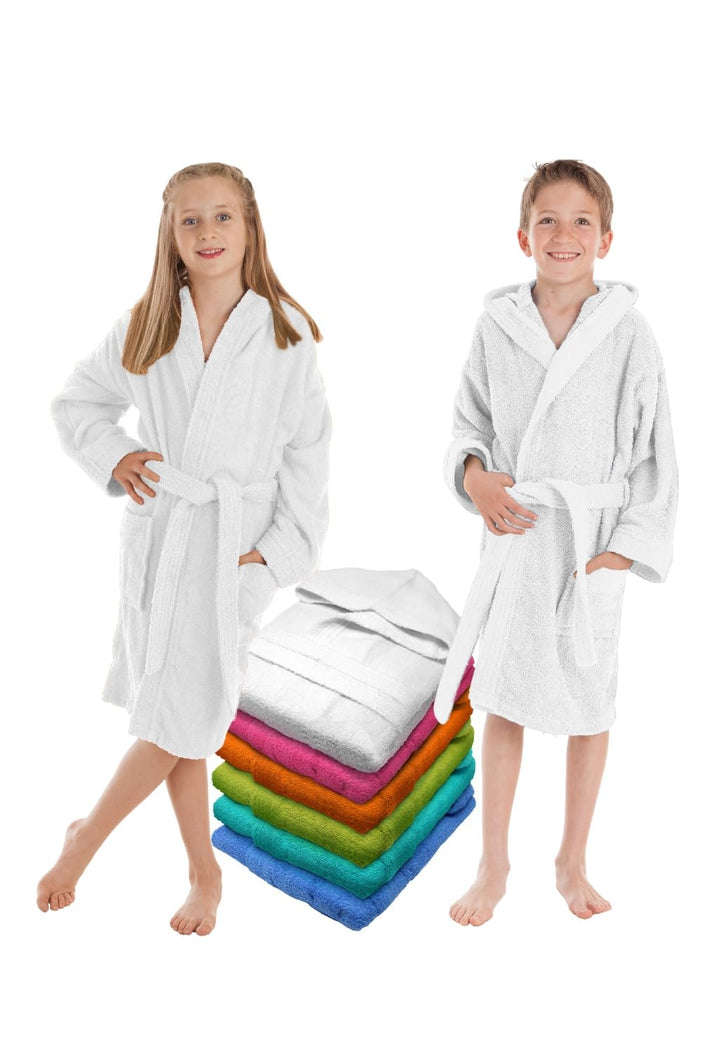 Kinder Bademantel für Jungen, Mädchen & Teenager, 100%, Baumwolle, Frottee, kinder, 400gr, mit Kapuz