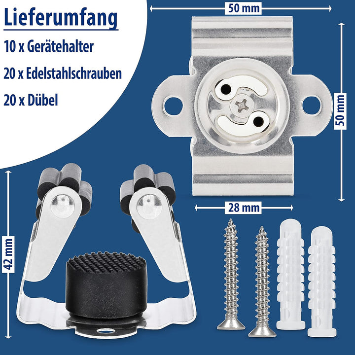 Maila® Gerätehalter (10er Set) - Robuster 304er Edelstahl rostfrei - Besenhalterung Wand mit starker