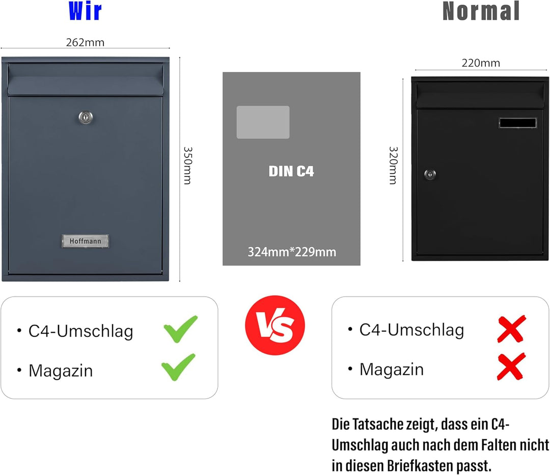 Zedelmaier Mehrfamilienhaus personalisiert 2er Briefkastensysteme DIN C4 Briefkastenanlage Briefkäst