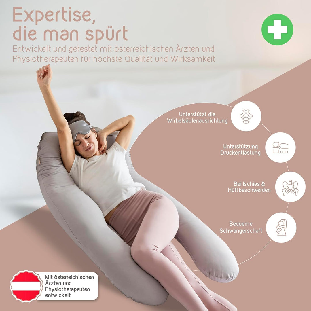 mimi kalu® Seitenschläferkissen mit Memory Foam Füllung Individuell Anpassbar, Inkl. 100% Soft Cotto