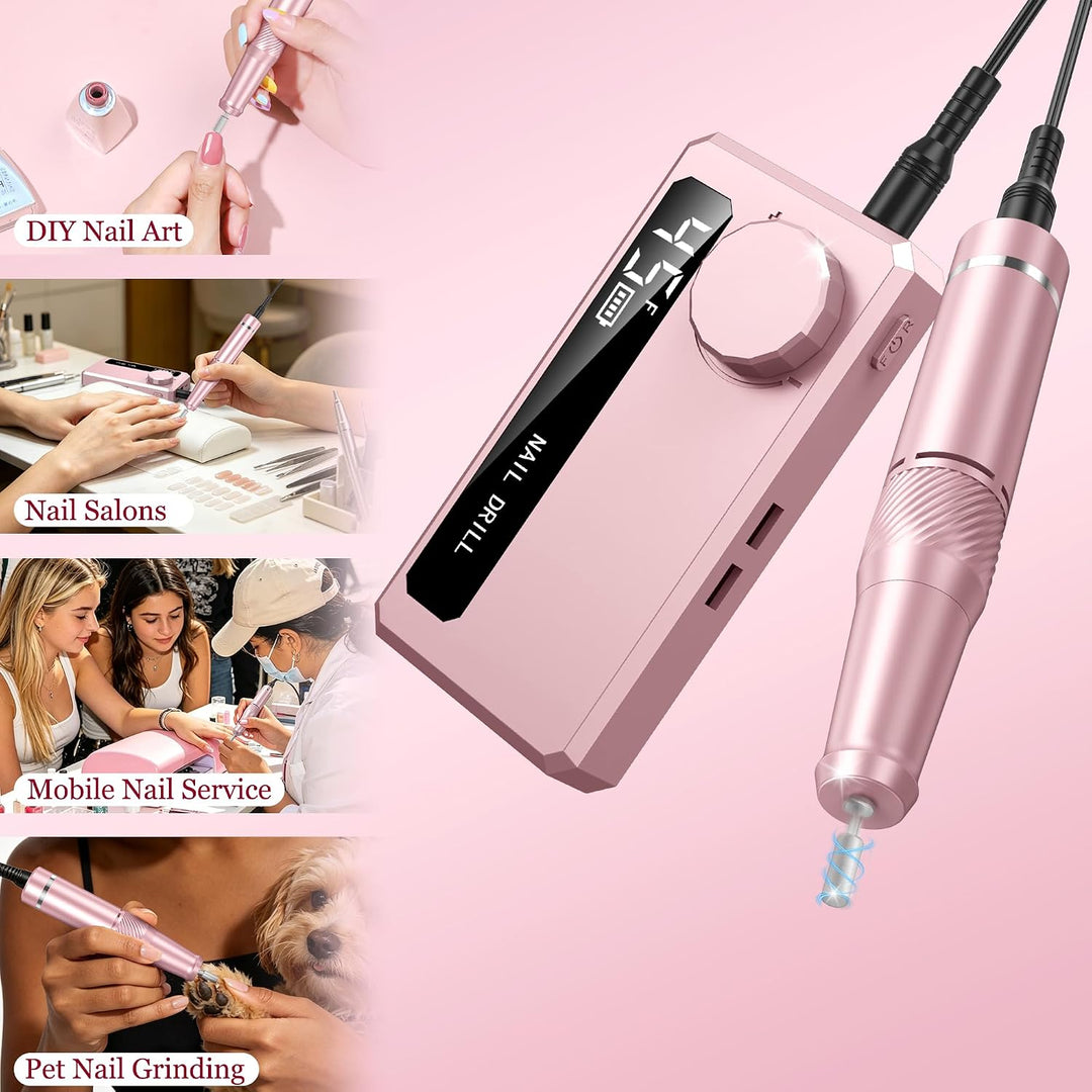 Elektrische Nagelfräser - Professionell Nagelfeile für Gelnägel & Acrylnägel - 45000 u/min Kabellose