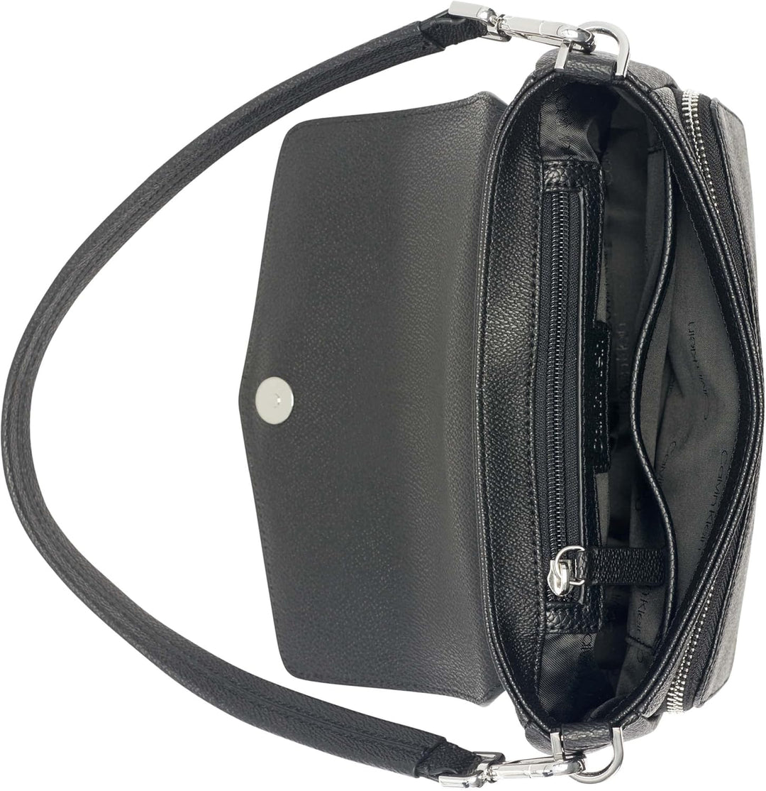 Calvin Klein Ava Novelty Demi Schultertasche Einheitsgrösse Schwarz/Silber Strukturiert, Einheitsgrö