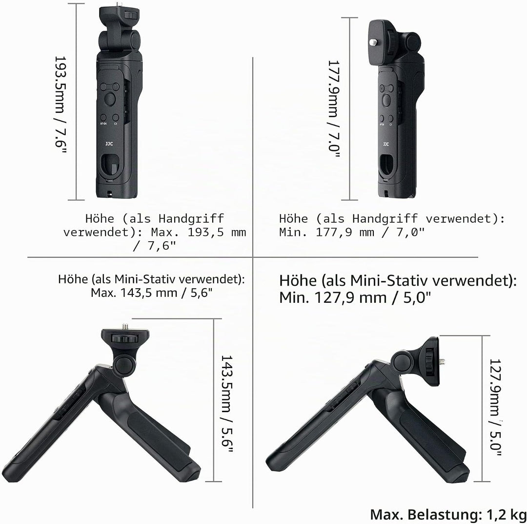 JJC Handgriff Stativ mit Bluetooth Fernbedienung für Sony ZV-E10 ZV-1 ZV-1F a1 a9 a9II A7C II, A7C R