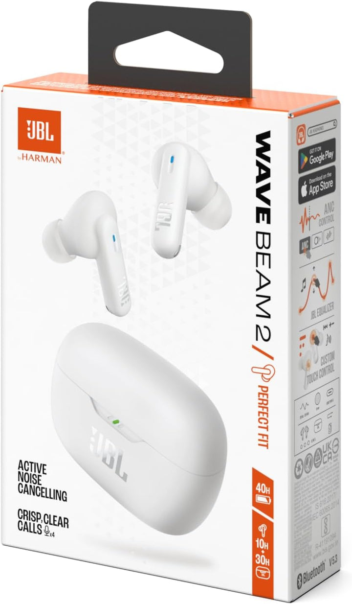 JBL Wave Beam 2, Kabellose Bluetooth-In-Ear-Kopfhörer mit Noise-Cancelling, 40 h Wiedergabezeit, JBL