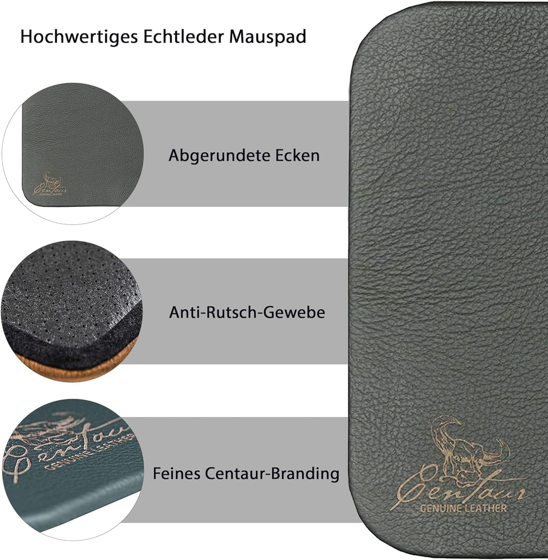 Centaur - Hochwertiges Leder Mousepad 25x18 cm (Flaschengrün), Flaschengrün