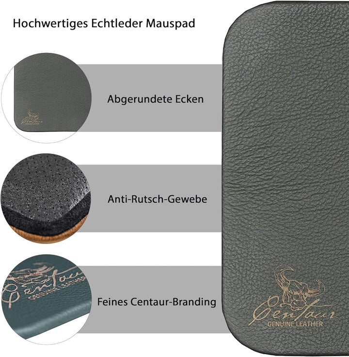 Centaur - Hochwertiges Leder Mousepad 25x18 cm (Flaschengrün), Flaschengrün