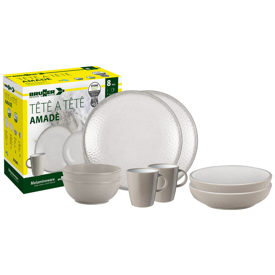BRUNNER 0830143N.C8X Campinggeschirr Set für 2 Personen, Tête-À-Tête Amadè, 8-teilig