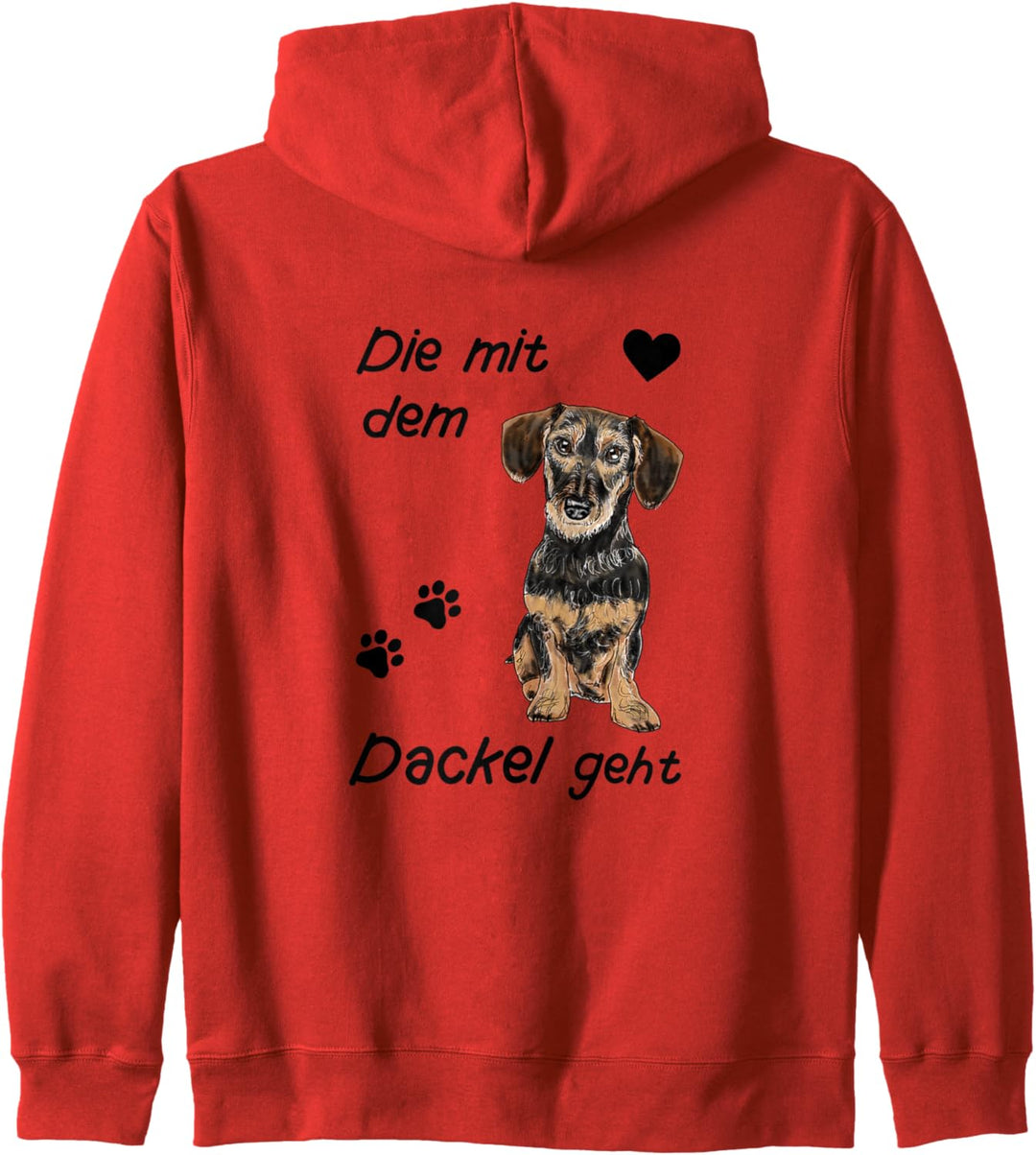 Die mit dem Dackel geht, Dackeldesign für die Gassirunde Kapuzenjacke