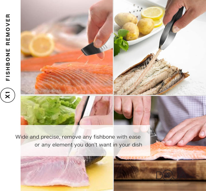 DOJA Barcelona | Kueche Chef Kochutensilien | Farbe: Schwarz | 7 Utensilien Edelstahl Plating Kit |